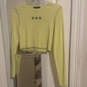 Forever 21 Light Yellow Long Sleeve Crop Top